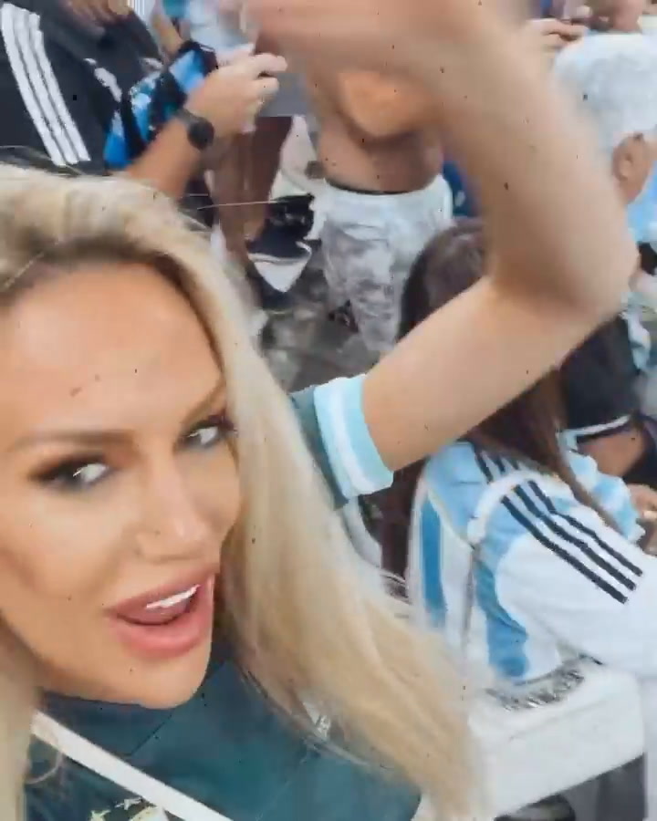 El festejo de Luciana Salazar luego de la victoria de la Argentina ante Croacia