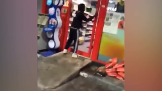 Gang film moment they attack garage shop worker on Snapchat