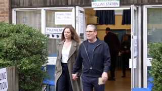 Watch: Keir Starmer arrives at polling station to cast election vote