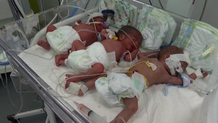 Babies share incubators at overcrowded Rafah hospital in Gaza