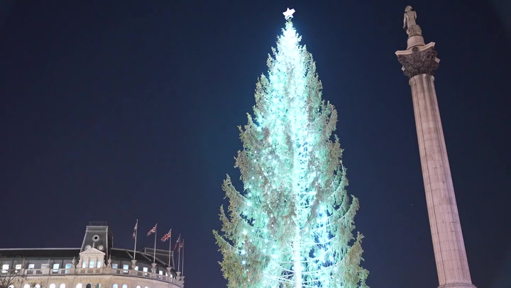 Christmas tree lights in Trafalgar Square switched on