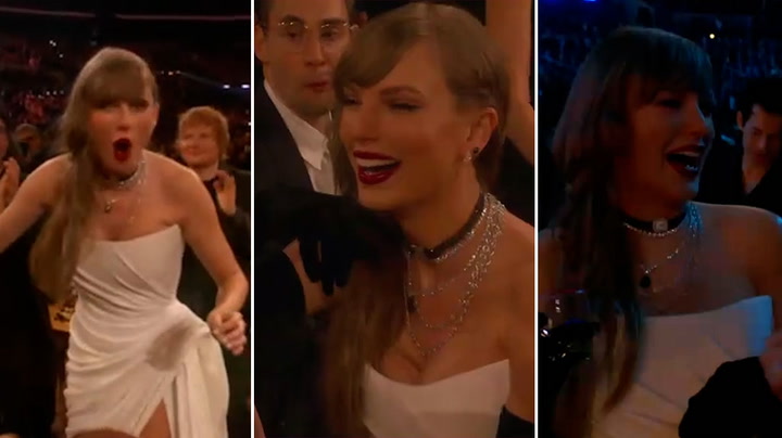 Watch Taylor Swifts best reactions at the Grammys