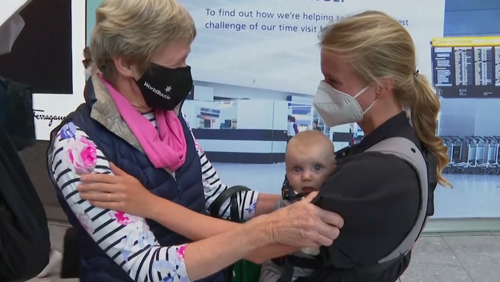 Hugs at Heathrow as fully vaccinated EU and US passengers arrive in UK