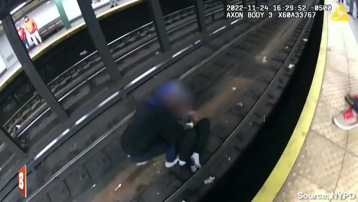 NYPD, Good Samaritan Rescue Man on Subway Tracks MOMENTS Before Train Arrives
