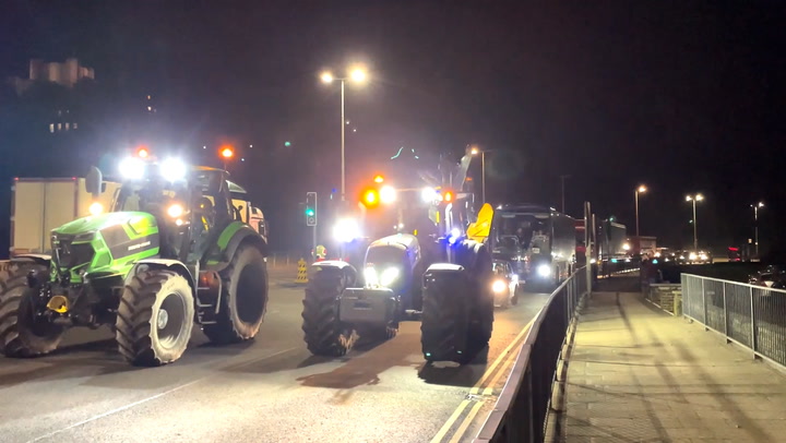 Farmers protest at Port of Dover against cheap meat imports
