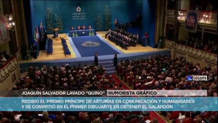 Quino, ovacionado en la ceremonia de entrega del Premio Príncipe de Asturias - Fuente: Télam