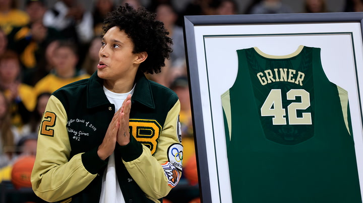 Brittney Griner emotional as No. 42 jersey retired by Baylor University