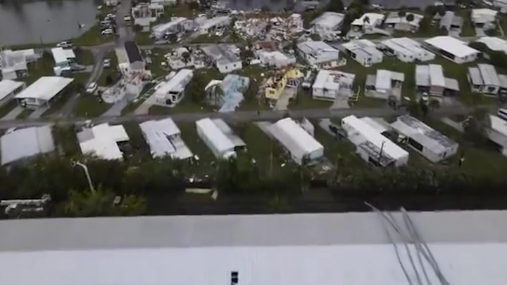 Aerial footage captures mobile homes destroyed by Florida tornado 