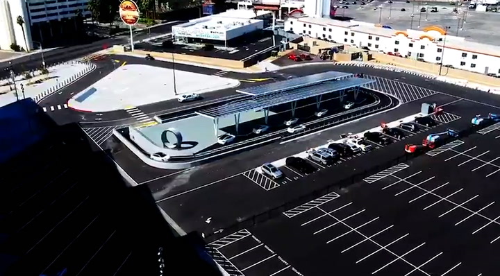 Cómo se ve cuando un Tesla viaja a través del Centro de Convenciones Loop en Las Vegas