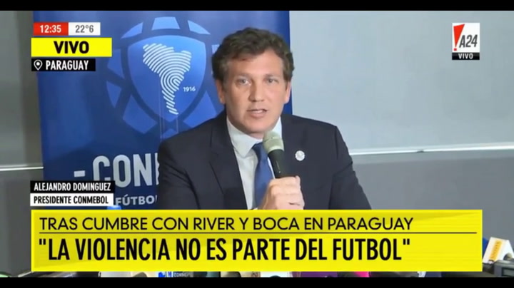 Conmebol anunció que la final no se jugará en la Argentina - Fuente: A24