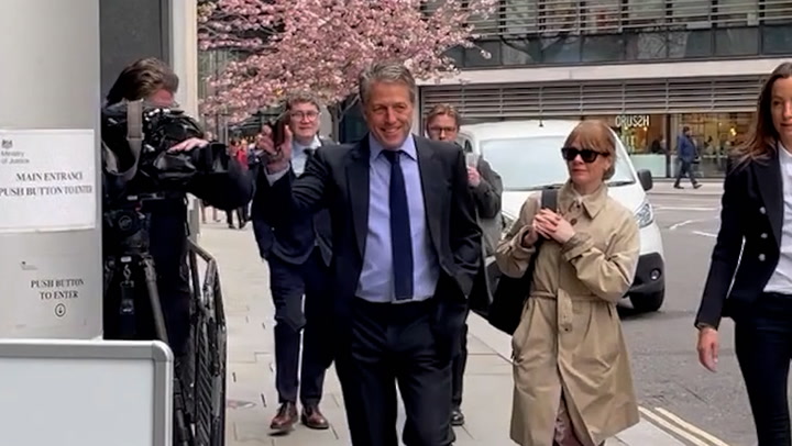 Hugh Grant arrives at High Court ahead of Prince Harry's privacy trial against NGN