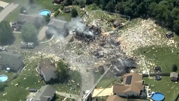 Drone footage shows aftermath of Pennsylvania house explosion