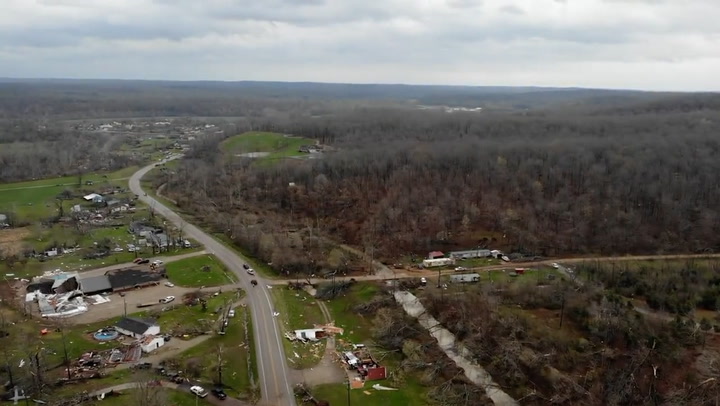 Missouri: Drone footage shows devastation after tornado ripped through houses