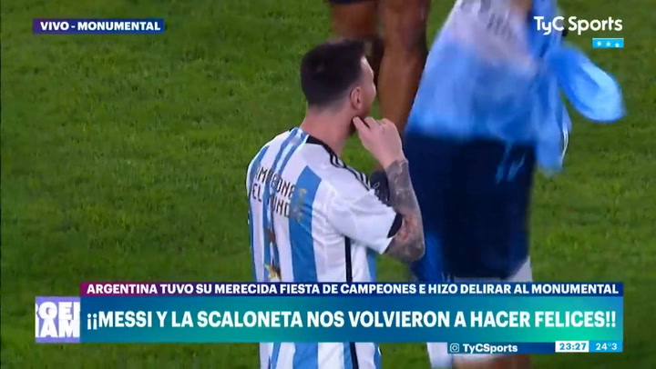 La negativa de Lionel Messi al pedirle que baile para la hinchada (video: @TyCSports)