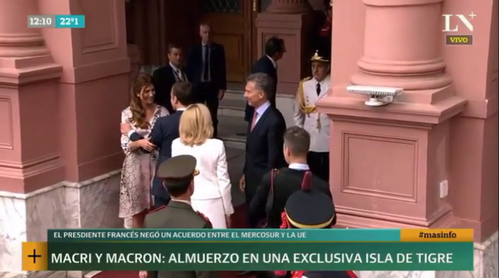 Cumbre del G-20: La llegada de Macron a la Casa Rosada y el saludo con Macri y Juliana