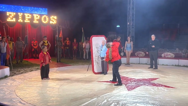 Woman, 99, achieves dream of being knife-thrower’s target during circus performance