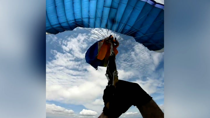 Skydiver’s parachute gets tangled 3,500ft above the ground