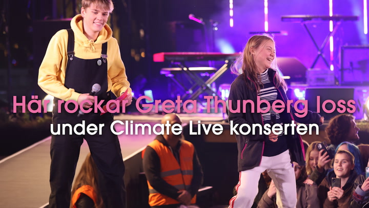 Här rockar Greta Thunberg loss under Climate Live konserten