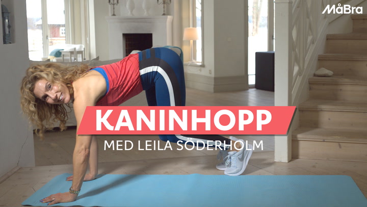 Se Leila Söderholm visa övningen kaninhopp