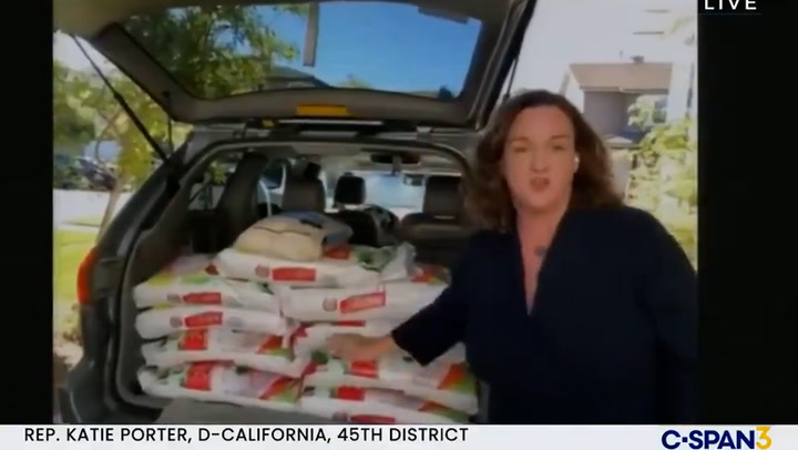 Congresswoman uses trunk full of rice to prove point to Big Oil