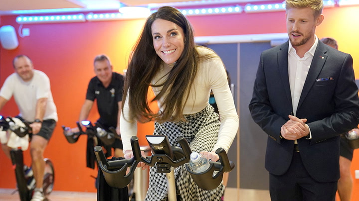 Princess Kate beats William at endurance spin class - while wearing high-heeled boots
