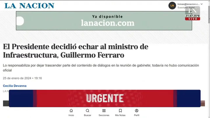 Cambios En El Gabinete  Milei Echó Al Ministro De Infraestructura, Guillermo Ferraro.