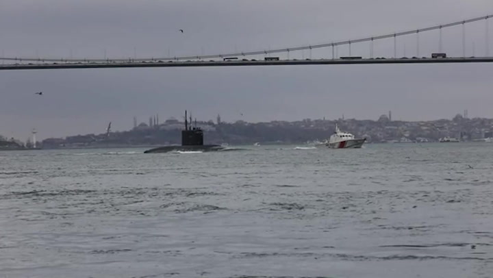 Russian submarine transits Bosporus through Black Sea