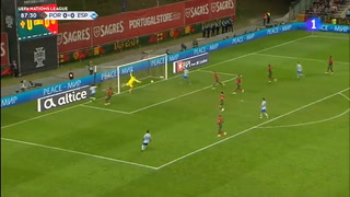 El gol de la victoria de España ante Portugal, en los pies de Álvaro Morata. (@MadridSports_)
