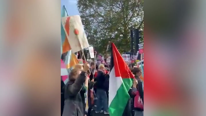 Protesters chant 'free Palestine' through London in demonstration calling for ceasefire