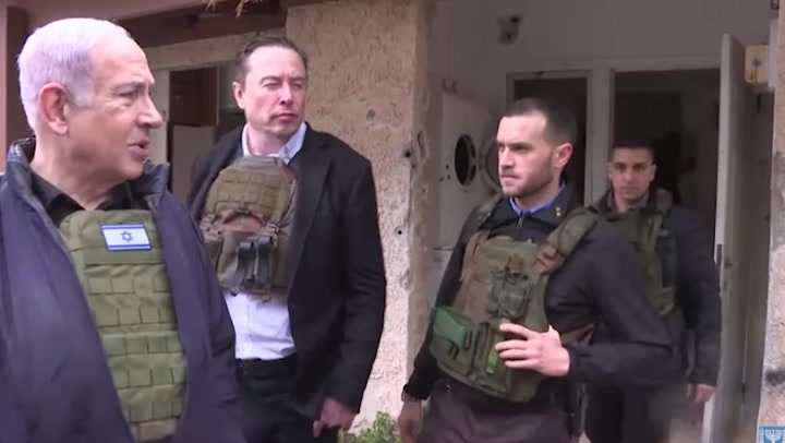 Elon Musk meets Netanyahu for tour of Israeli kibbutz devastated on 7 October