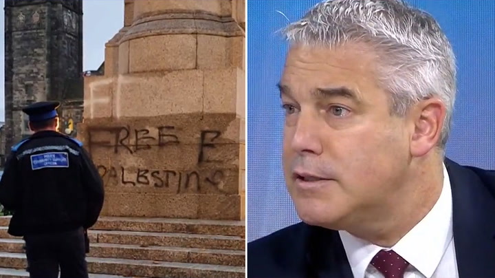 Rochdale Cenotaph 'Free Palestine' graffiti is 'outrageous', says Steve Barclay