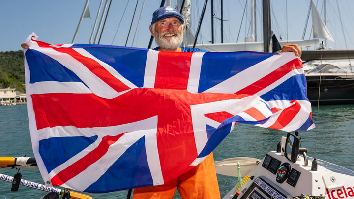 Oldest man to row Atlantic solo reunites with wife after record-breaking two-month voyage