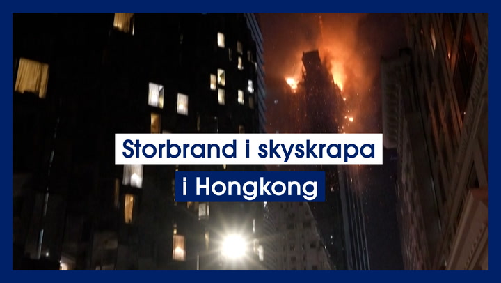 Storbrand i skyskrapa i Hongkong