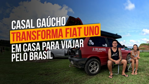 A bordo do Fiat Uno, Caroline Melo e Erick Tramontes já conheceram seis estados e mais de 60 cidades brasileiras; eles passaram pelo Espírito Santo e conheceram alguns pontos turísticos capixabas
