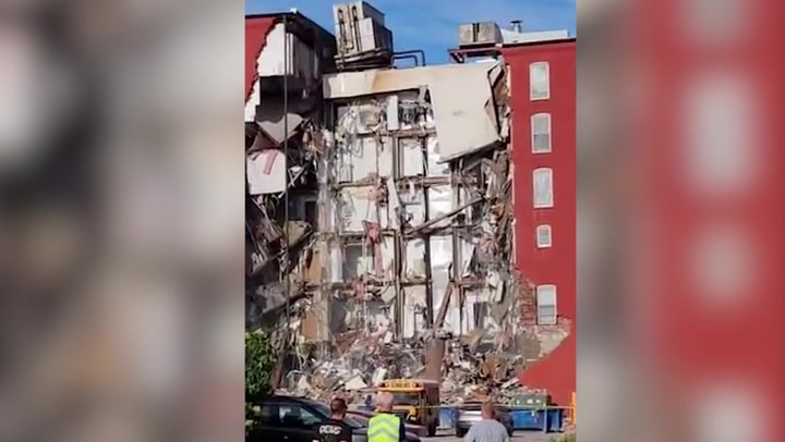 Video shows dramatic aftermath of building collapse in Iowa