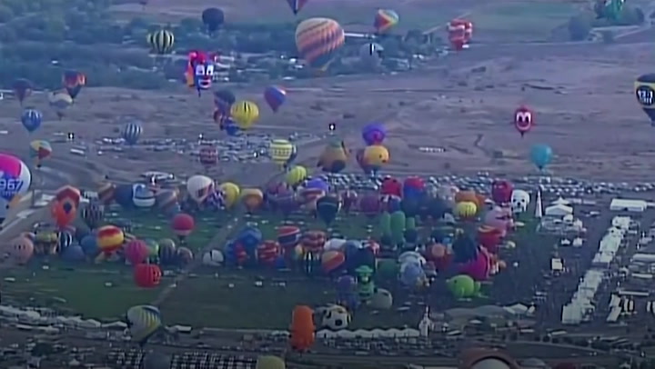 Hot air balloons take to the skies above New Mexico