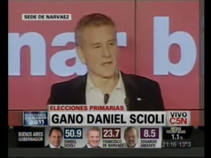 De Narváez: «La provincia va a estar disputada entre el gobernador Scioli y nosotros» (C5N)
