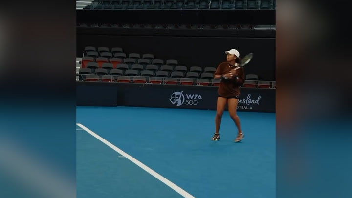 Naomi Osaka practices on court in Australia as she prepares to make tennis comeback