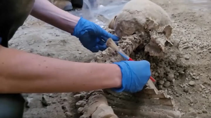 WATCH: Archaeologists in Pompeii discover two skeletons of men killed by earthquake
