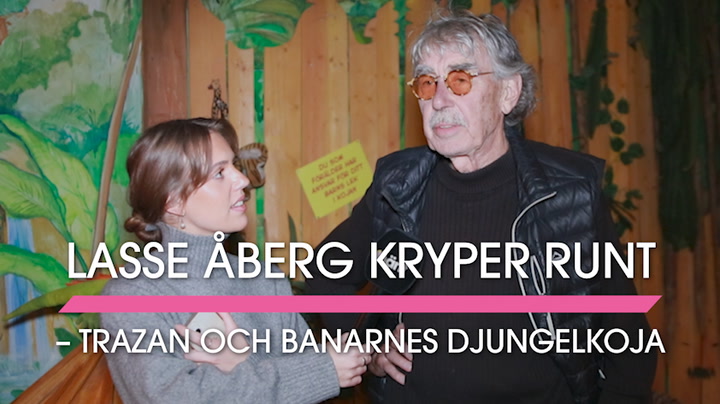 Lasse Åberg kryper runt i Trazan och Banarnes djungelkoja – privat visning för Hänt
