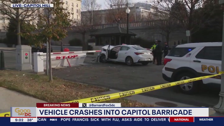 Vehicle crashes into US Capitol barricade outside Longworth House office building in DC