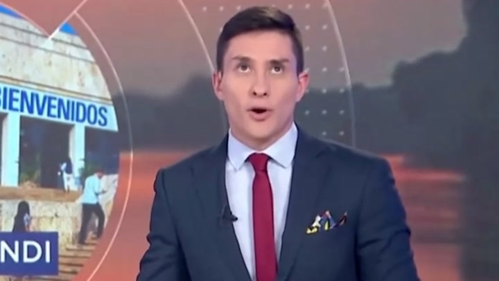 Earthquake interrupts news anchors on Colombian TV