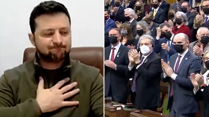 ‘Champion of democracy’ Zelensky given three standing ovations in Canadian parliament
