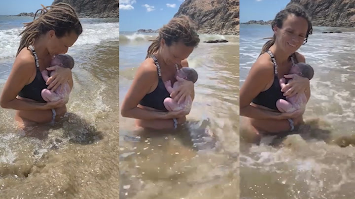 Mum welcomes son in 'free birth' in the ocean - but some think it's not  'sanitary' - Mirror Online