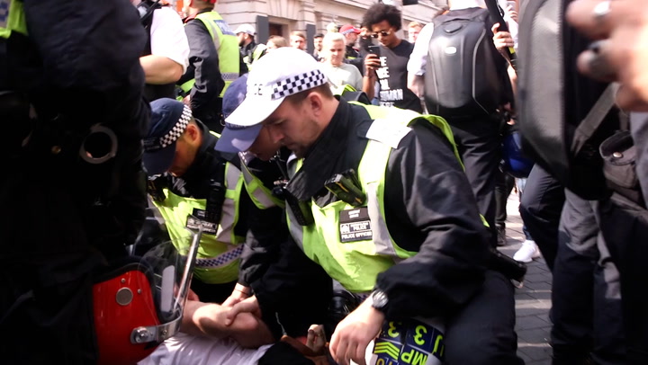 Police form cordon around anti-vaccine protesters in London