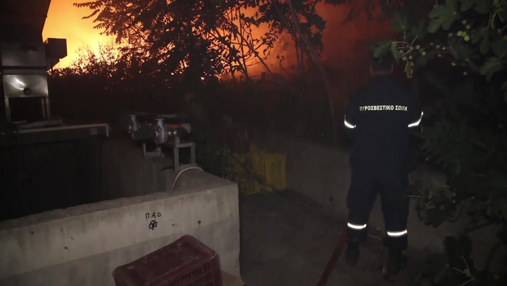 Greece wildfires: Army helps tackle blaze on island of Evia