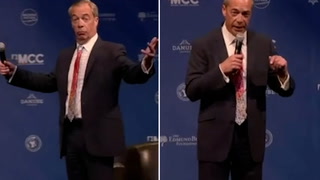 Moment Farage finds out police are waiting to close NatCon Conference