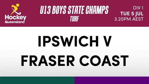 5 July - Hockey Qld U13 Boys State Champs - Day 3 - Ipswich V Fraser Coast
