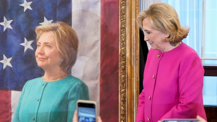 Hillary Clinton makes jibe at Trump administration as her portrait is unveiled