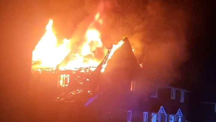 Dorset house engulfed in flames after lightning strikes